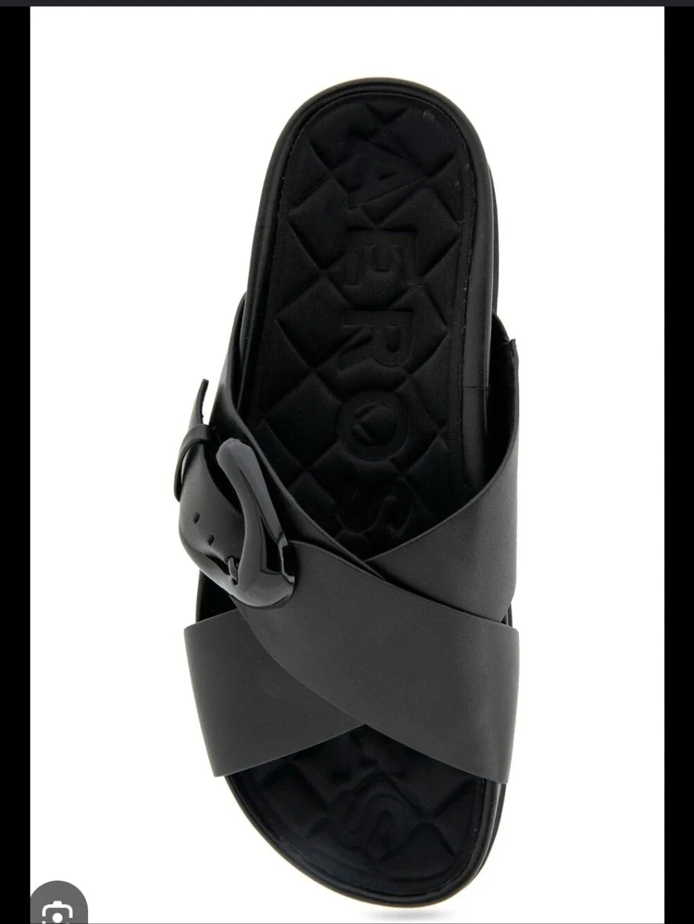 Aerosoles Black Cross-Strap Slide Sandals with Buckle Size 7.5